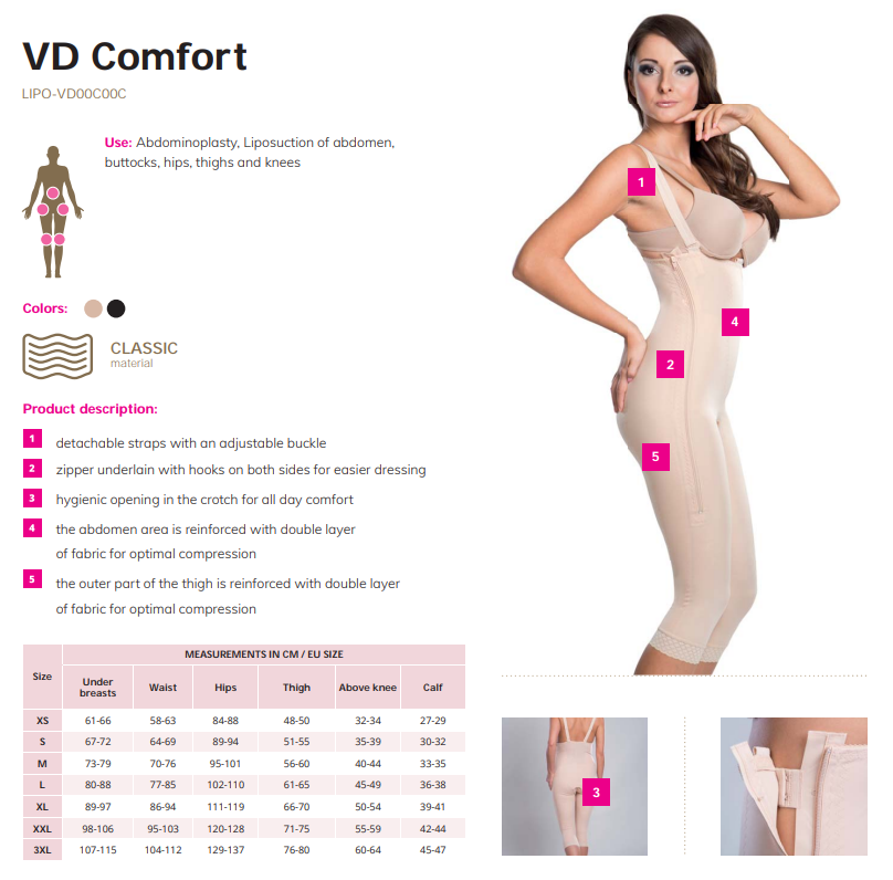 Pantalon De Compression Postopératoire LIPOELASTIC VD Comfort - Pour Abdominoplastie, Liposuccion - Réglable